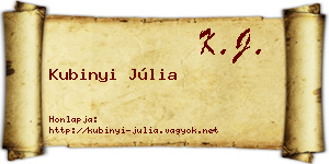 Kubinyi Júlia névjegykártya